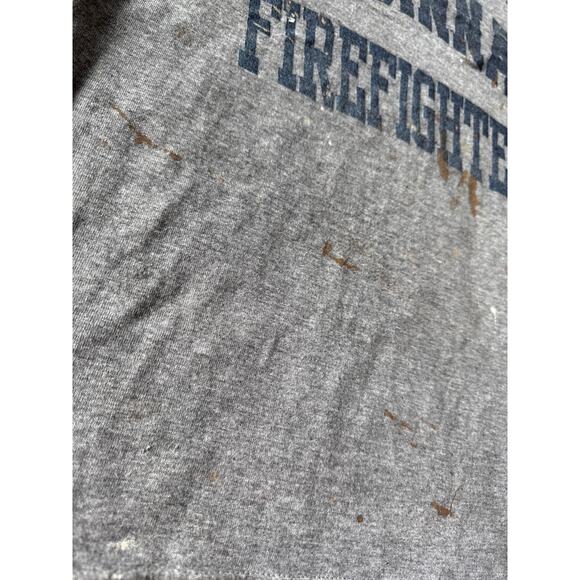 VTG Cincinnati Firefighters Paper Thin USA Made L Gray Russell Single Stitch Tee - Picture 4 of 8